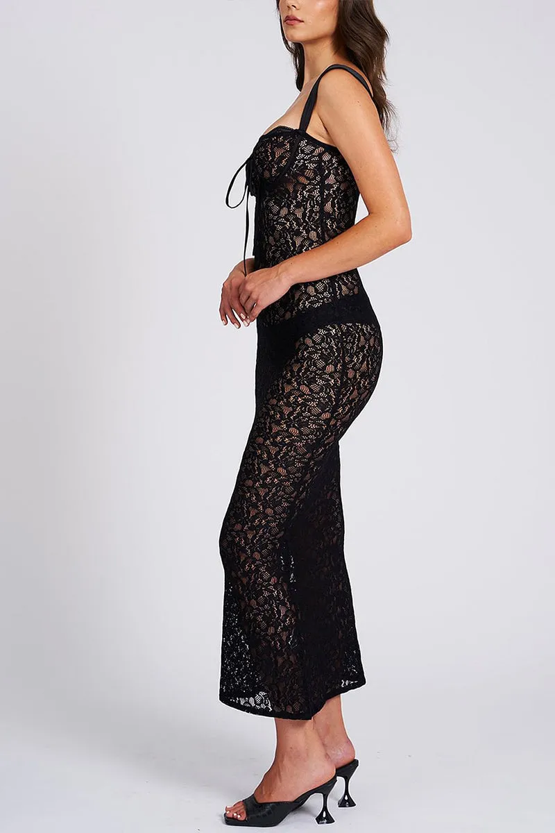 HBR1225 Sheer Lace Maxi Dress