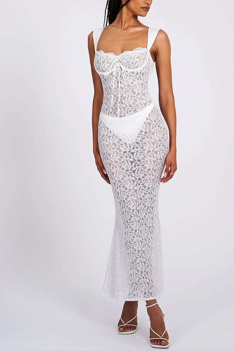 HBR1225 Sheer Lace Maxi Dress