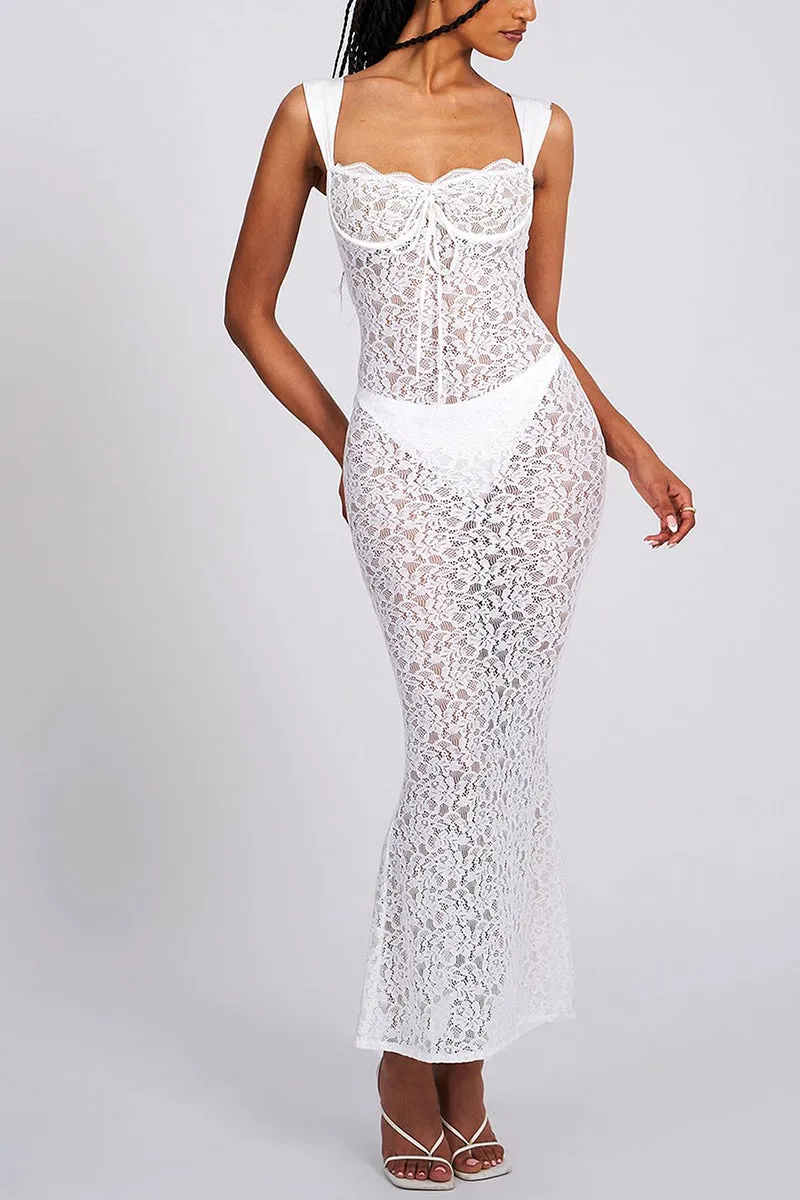 HBR1225 Sheer Lace Maxi Dress