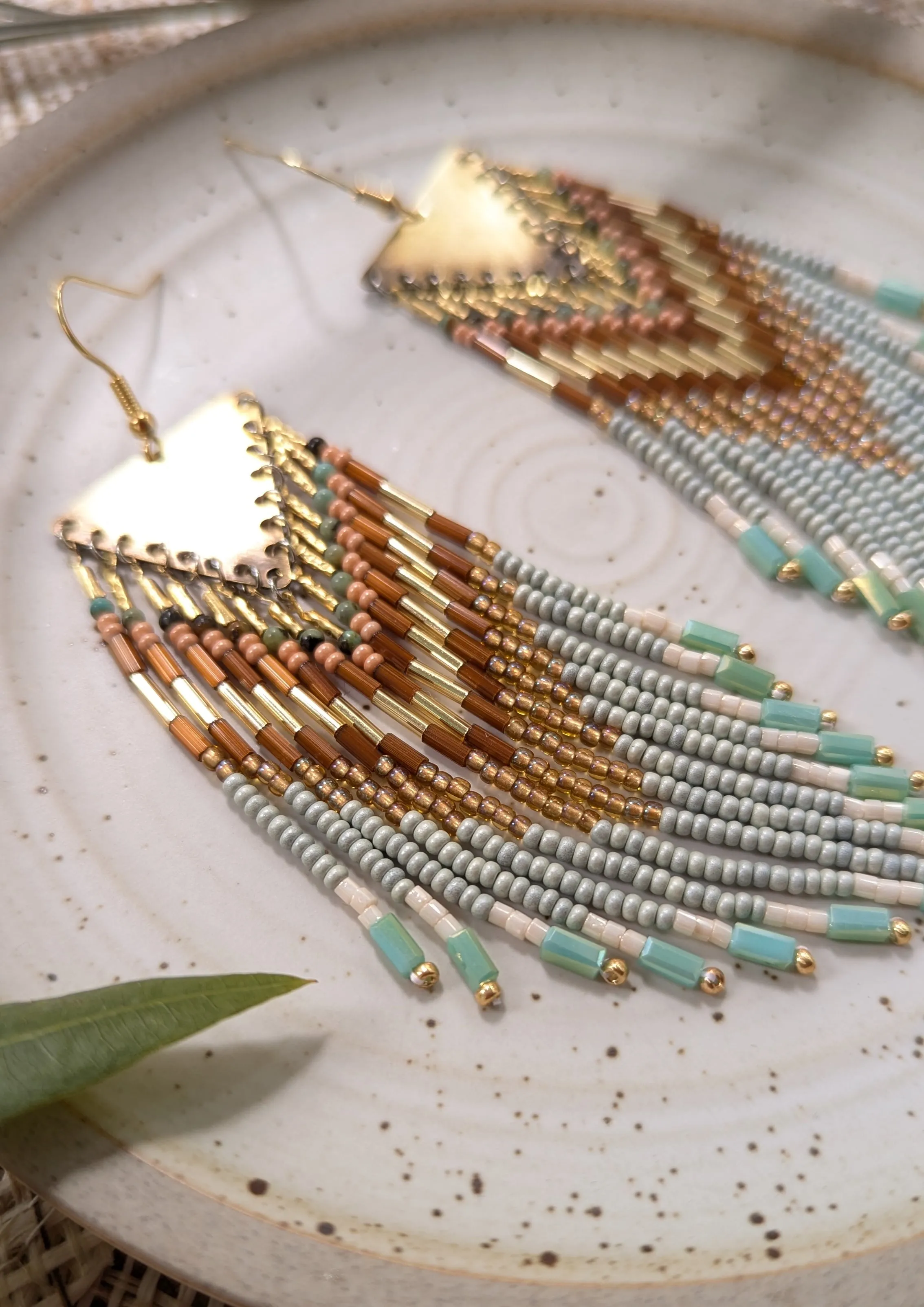 Hui On-wah Mint Beaded Earrings