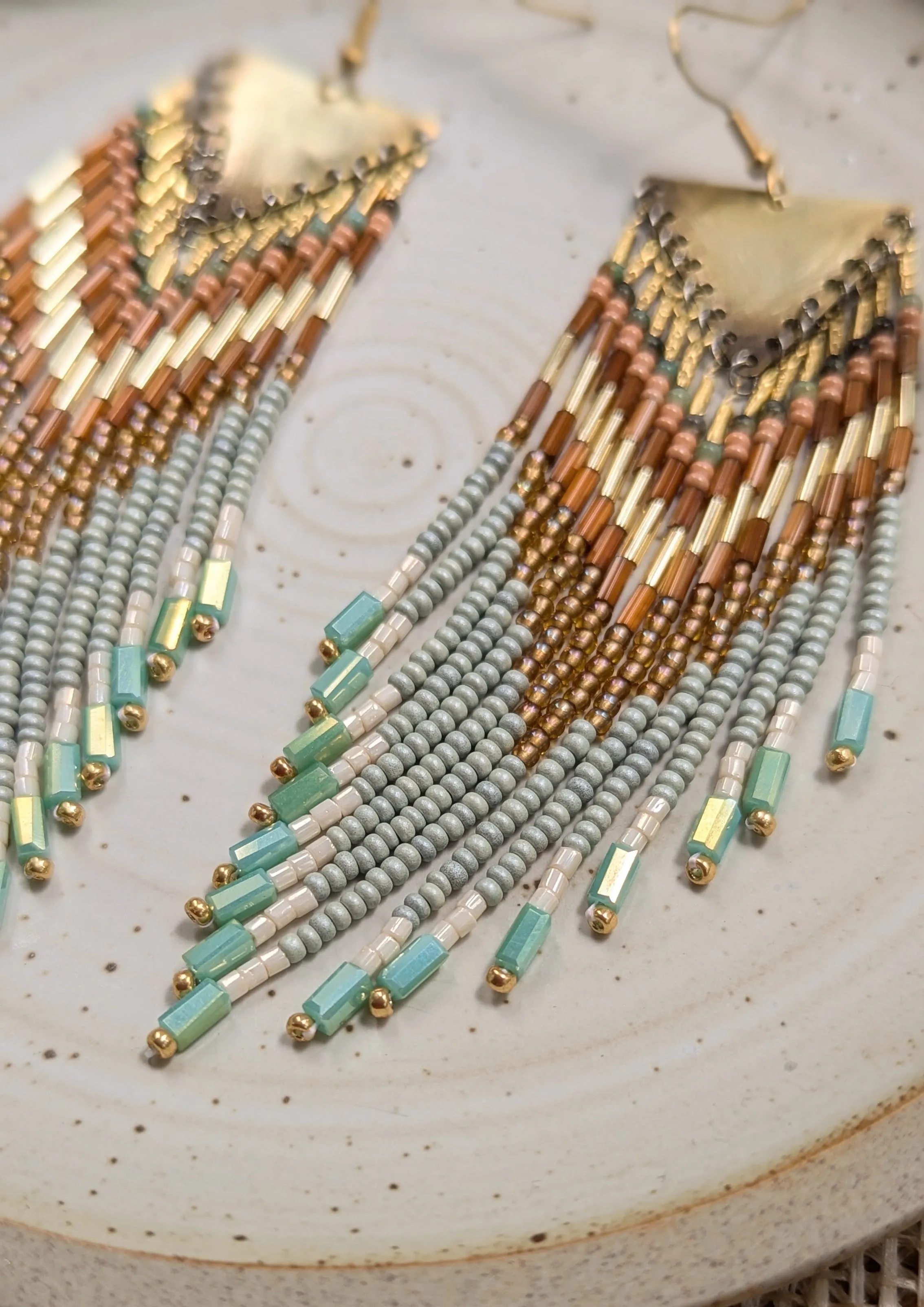 Hui On-wah Mint Beaded Earrings