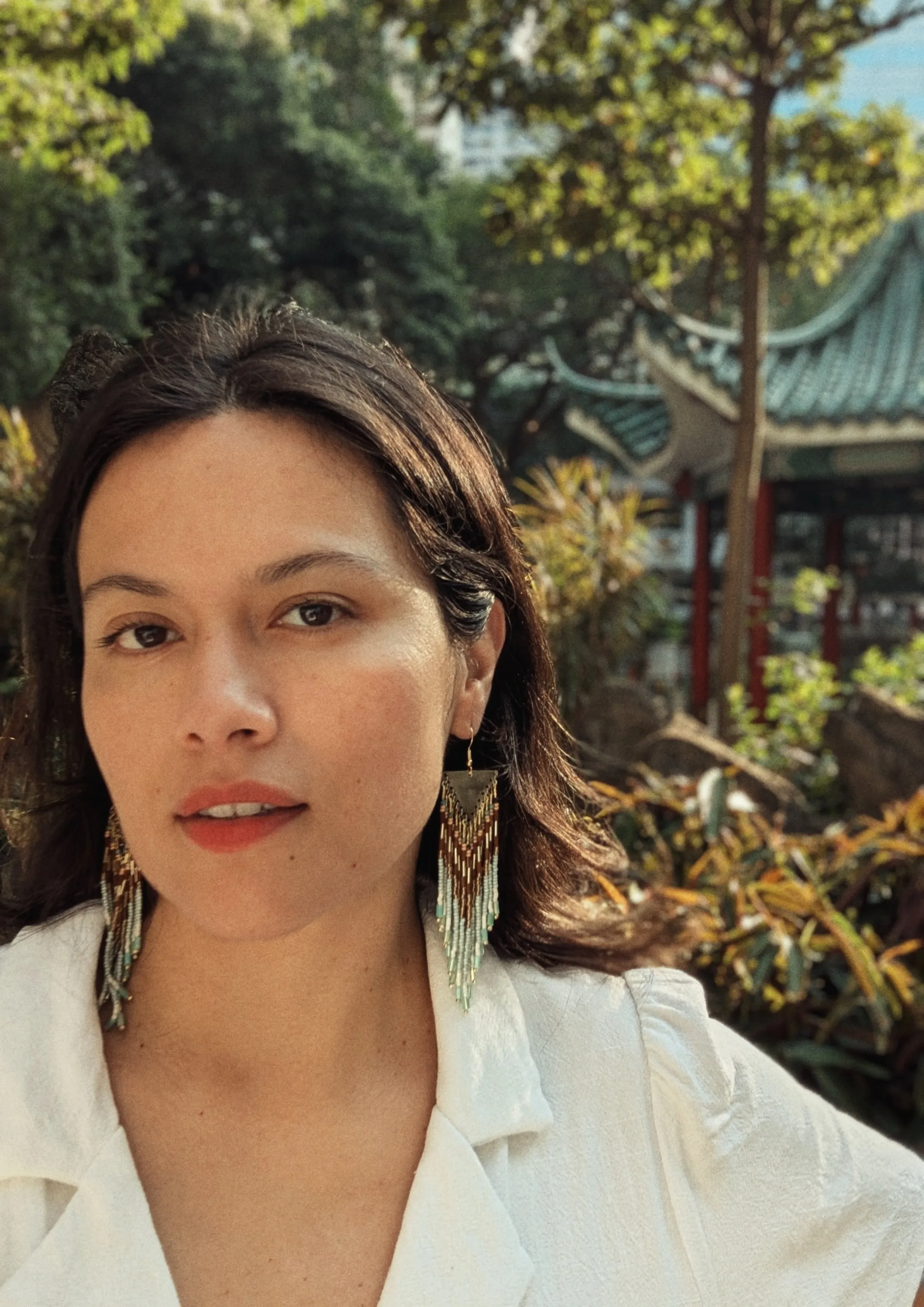 Hui On-wah Mint Beaded Earrings