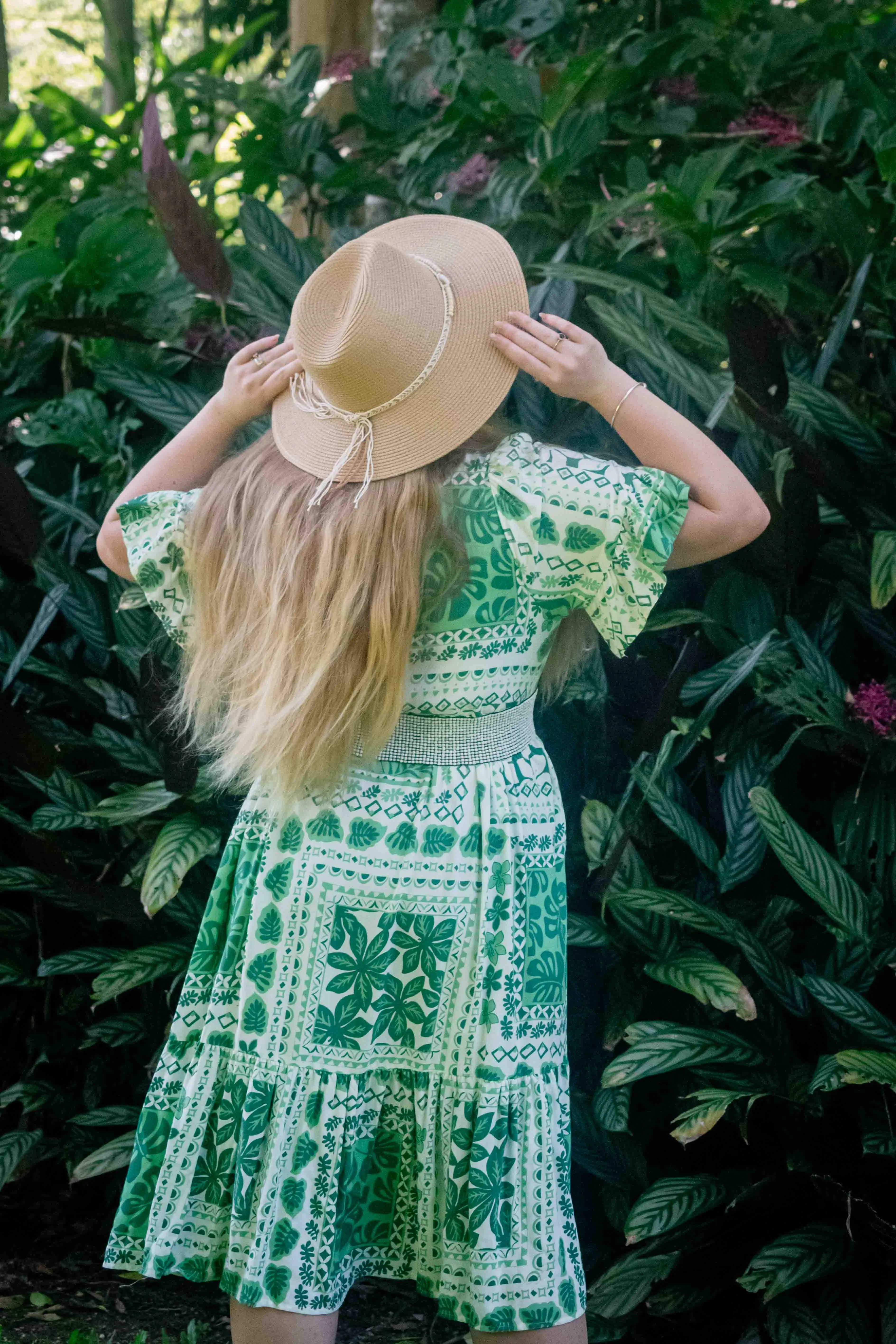 Kiani Midi Dress - Green Leaf