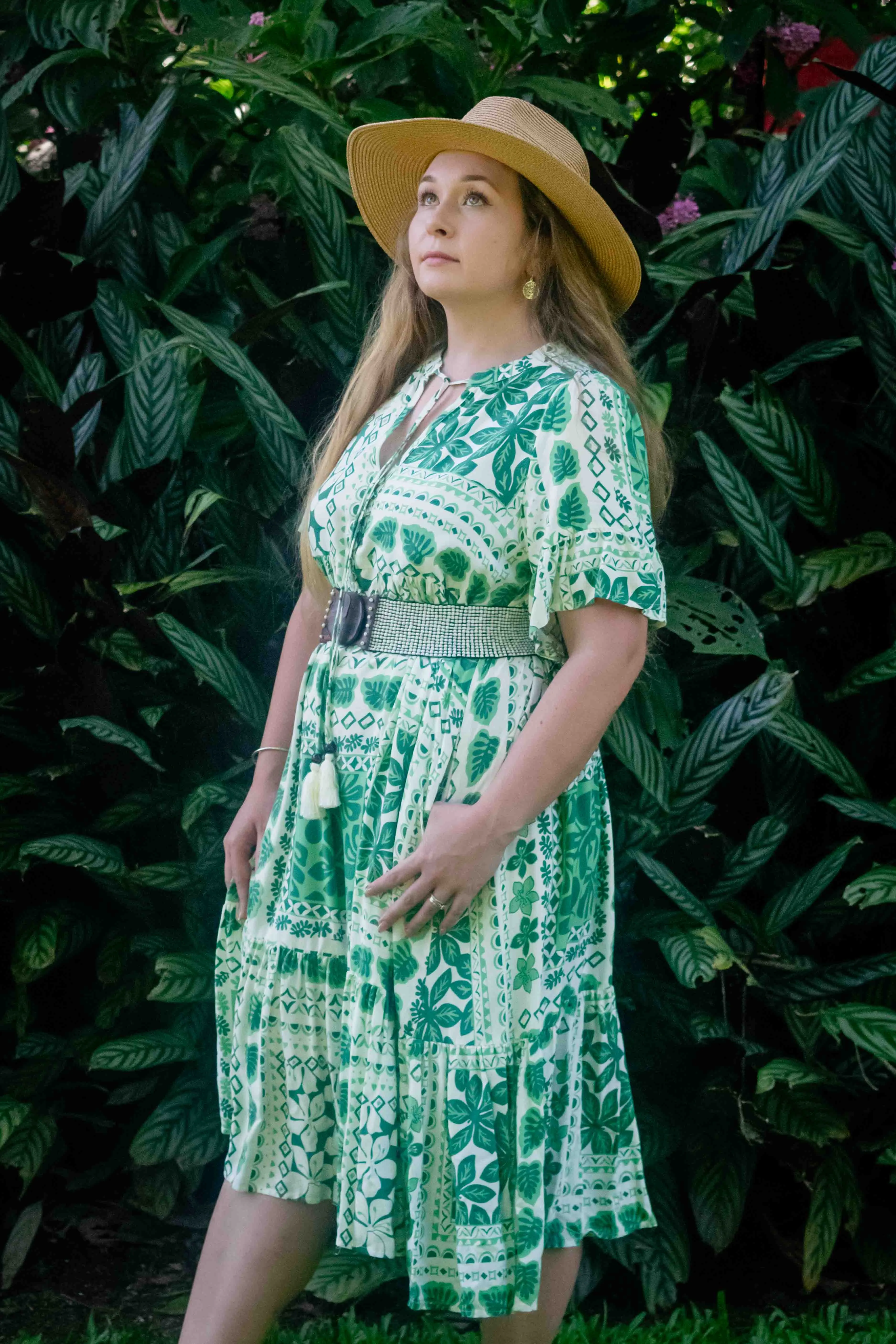 Kiani Midi Dress - Green Leaf