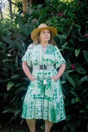 Kiani Midi Dress - Green Leaf