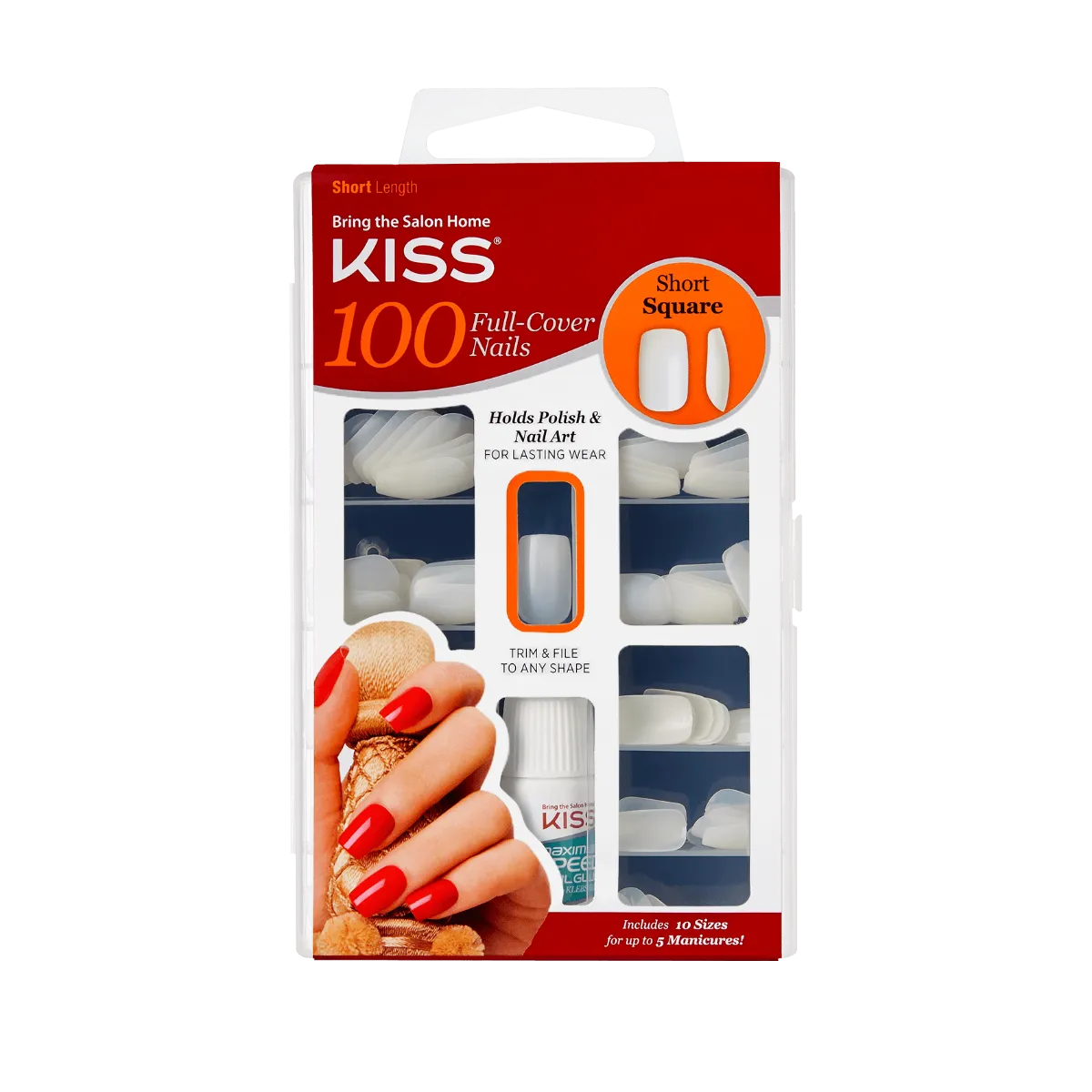 KISS 100 Full-Cover Nail Kit Short Square 100PS14 (S20.M4)