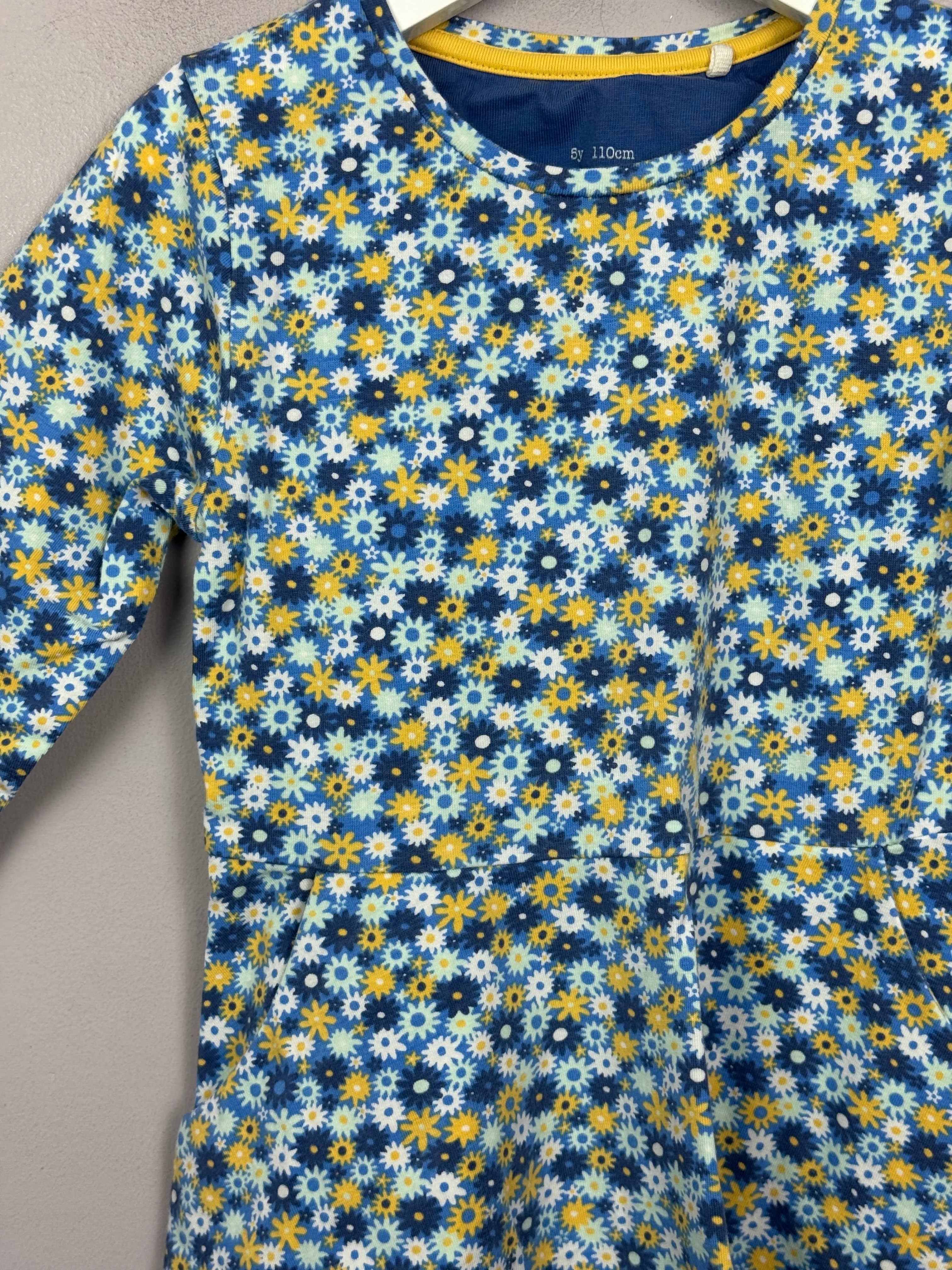 Kite lemon blue ditsy dress 5y
