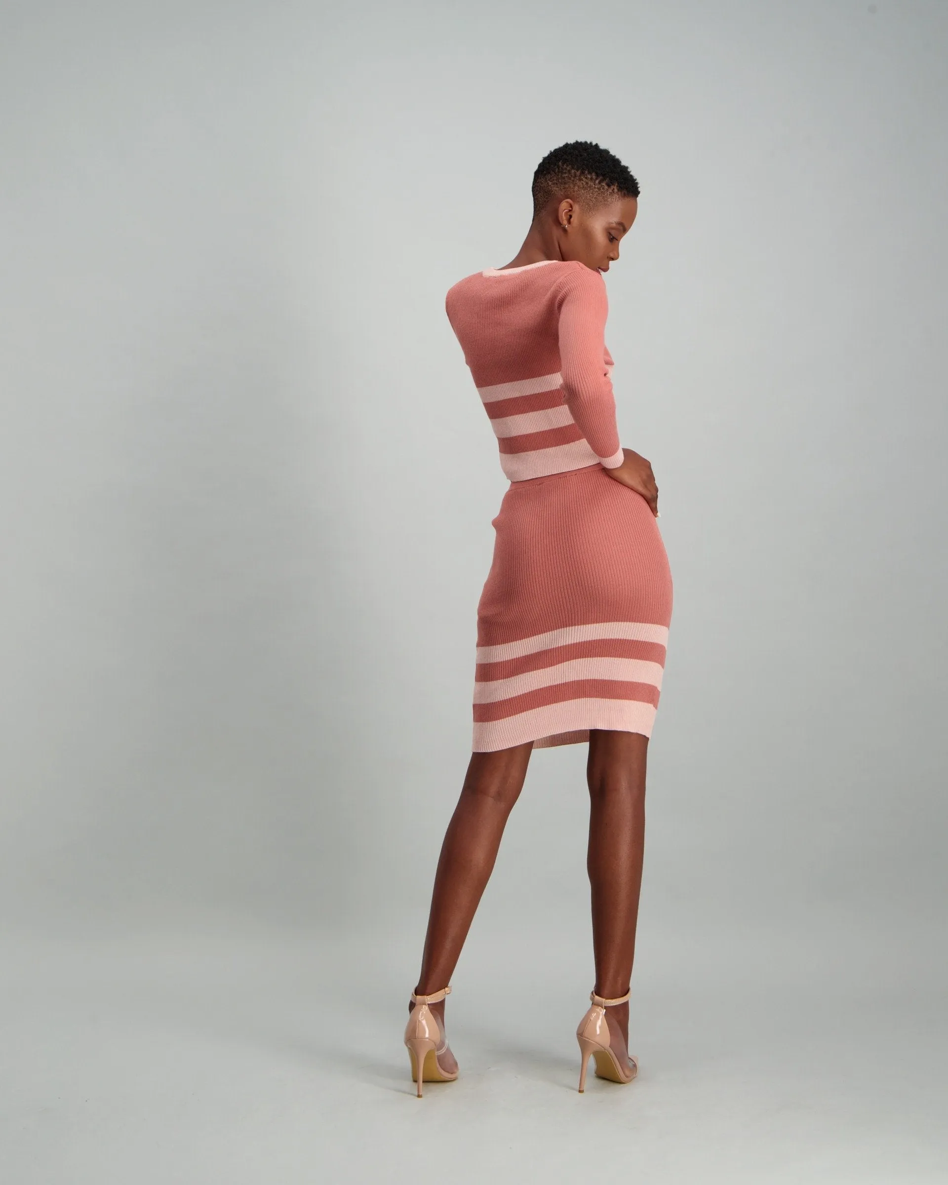 Ladies Contrast Stripe Top - Pink