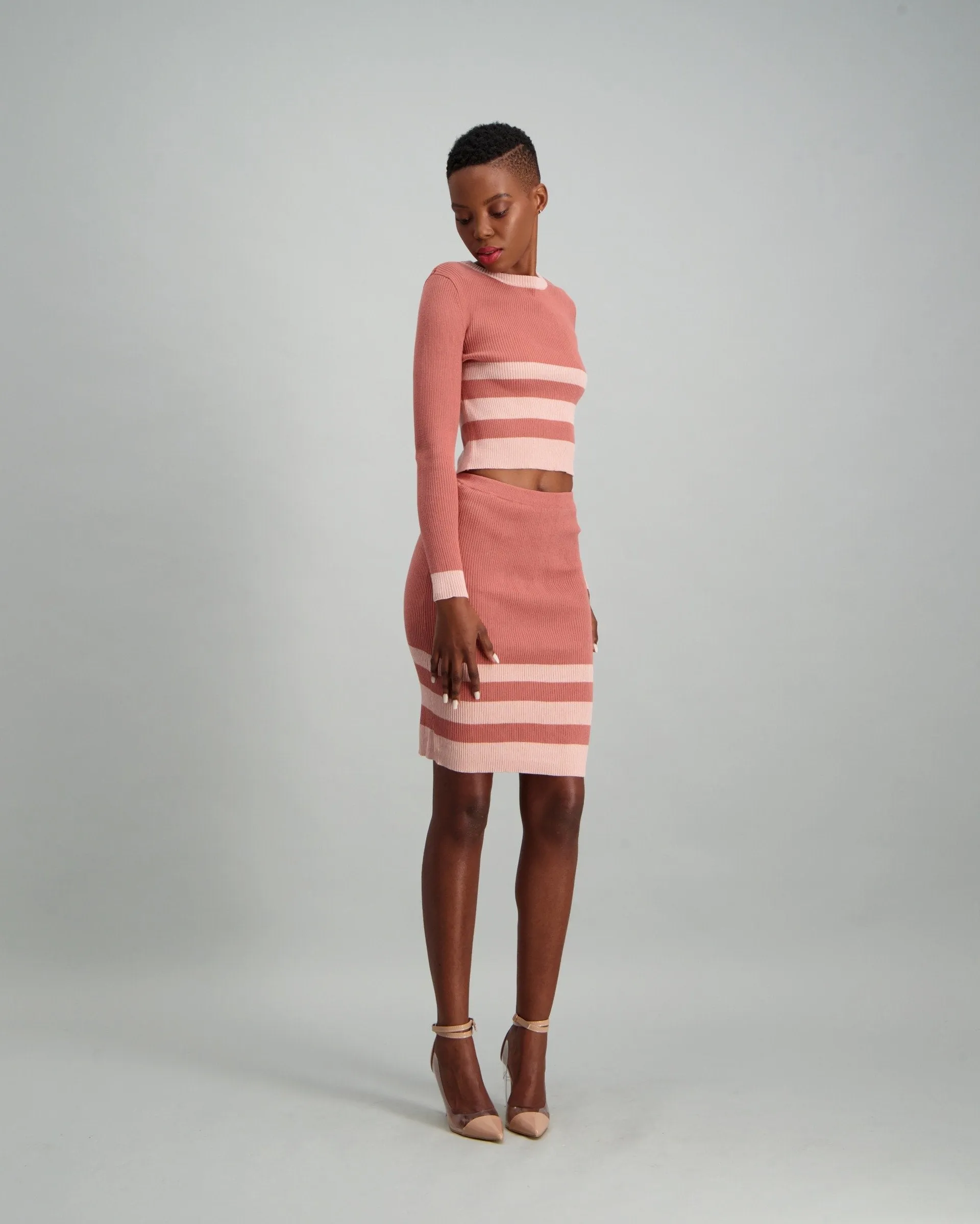 Ladies Contrast Stripe Top - Pink