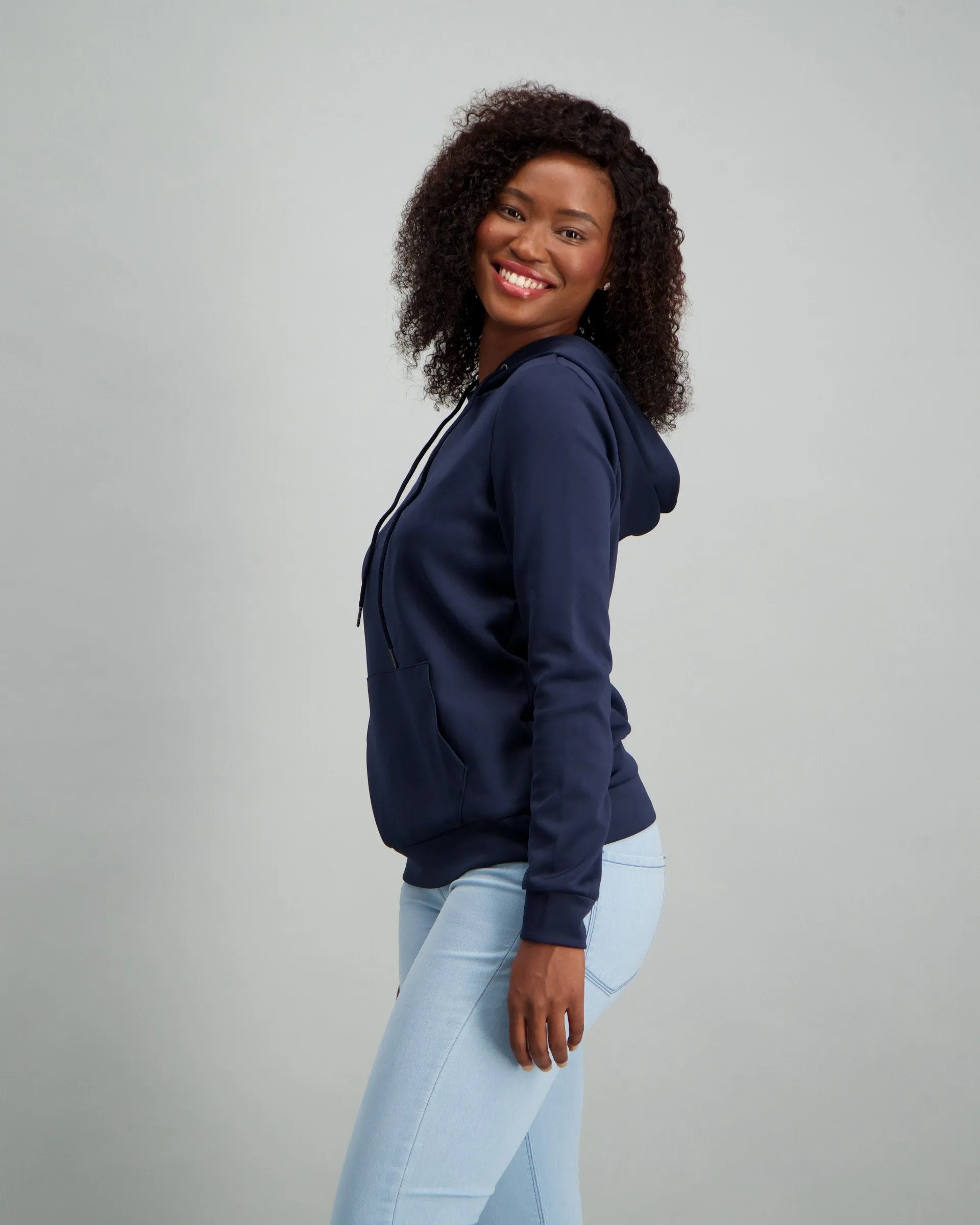 Ladies Hooded Fleece Top - Navy