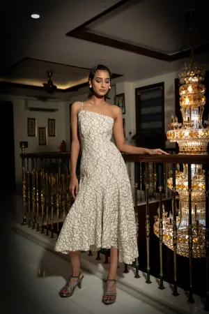 Little Secrets- Lace Asymmetric Midi Dress