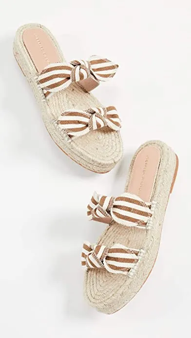 Loeffler Randall Daisy Open-Toe Espadrille Sandals Amber/Natural
