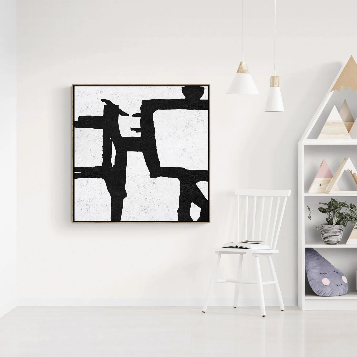 Minimal Black and White Painting MN130A