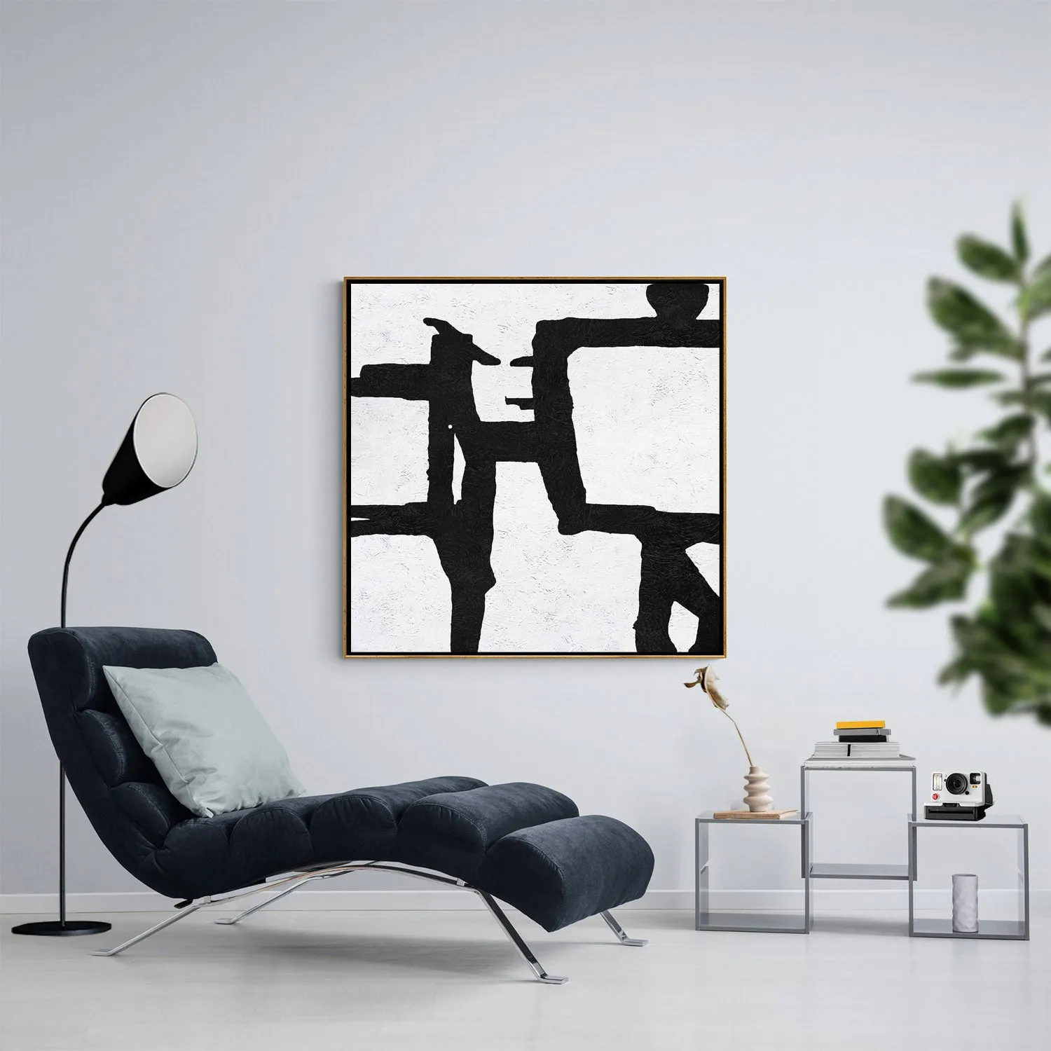 Minimal Black and White Painting MN130A