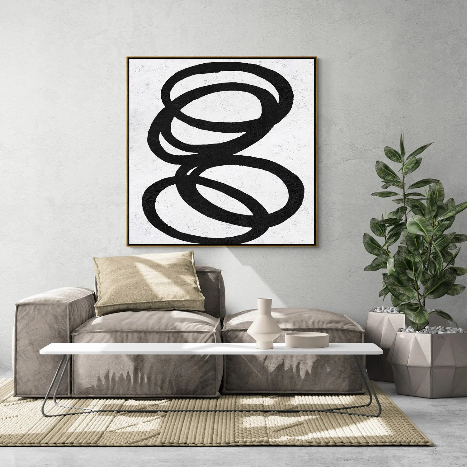 Minimal Black and White Painting MN68A
