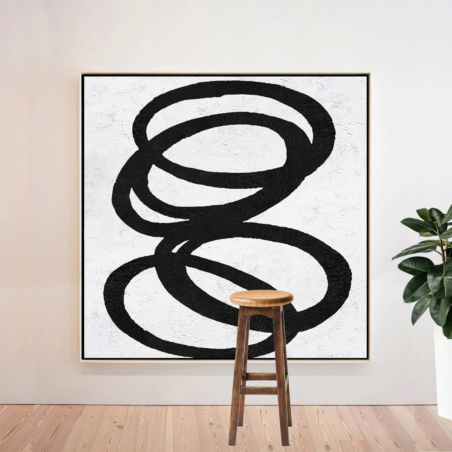 Minimal Black and White Painting MN68A