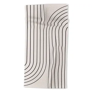 Minimal Line Curvature White Beach Towel