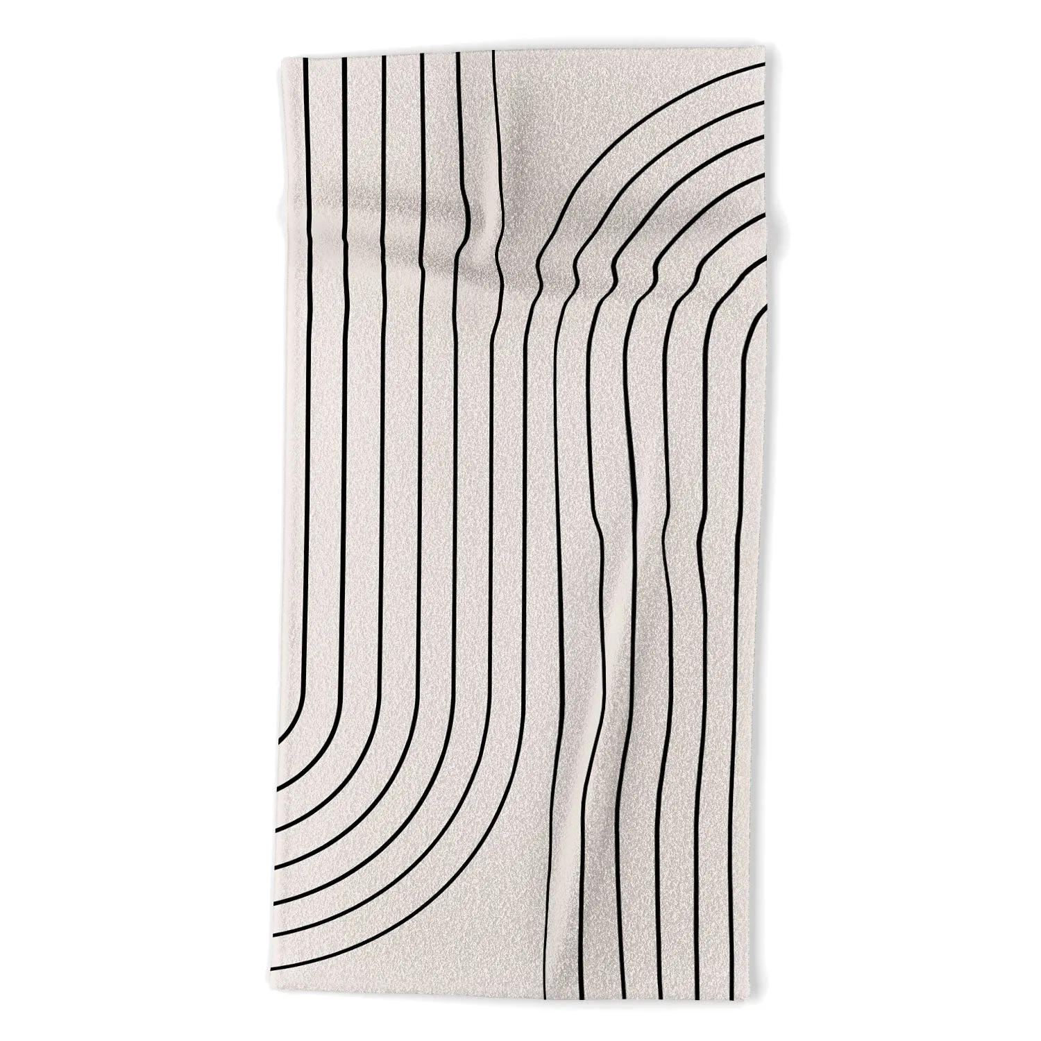 Minimal Line Curvature White Beach Towel