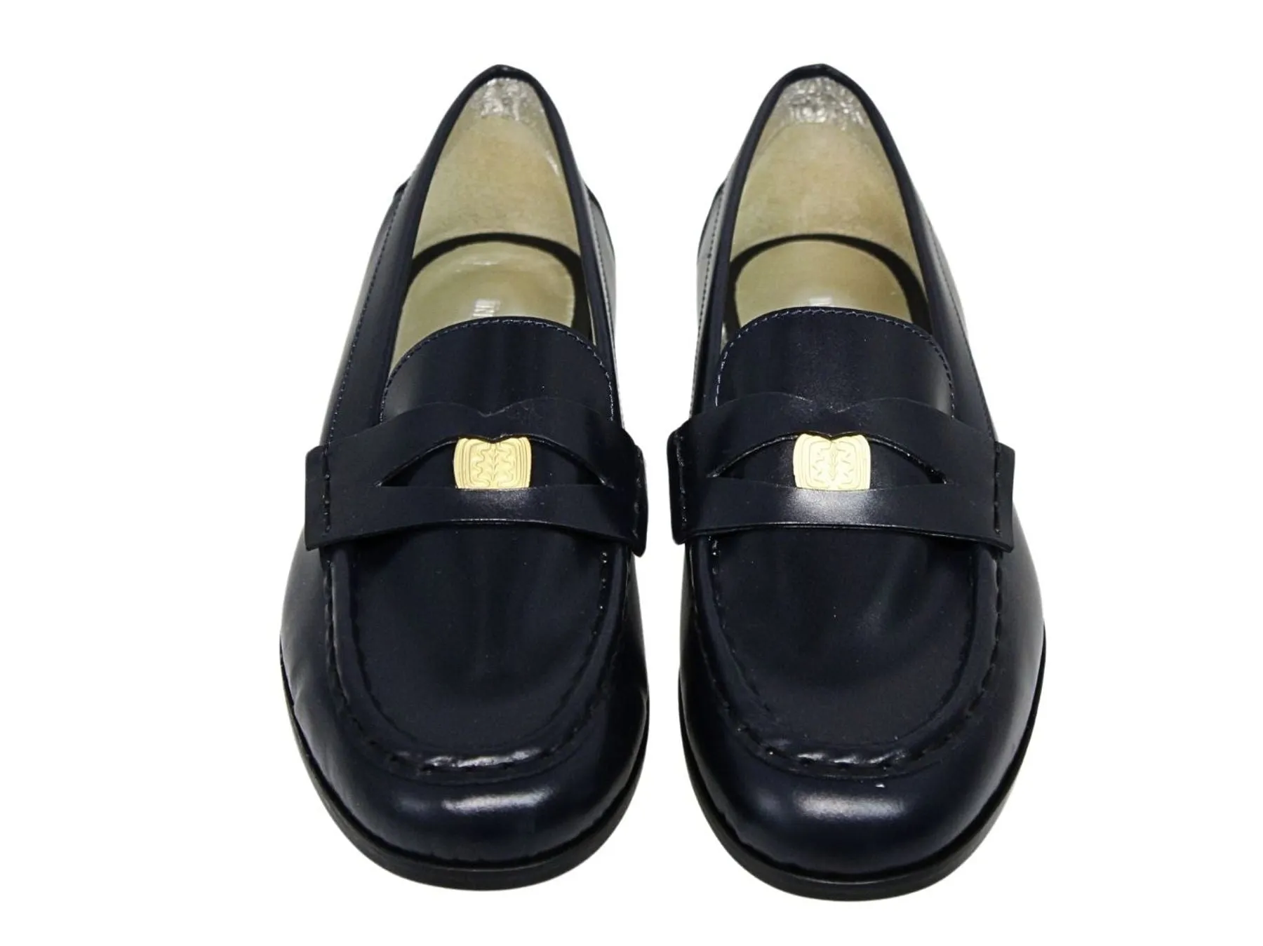 Mocassin Elvire en cuir lisse bleu nuit