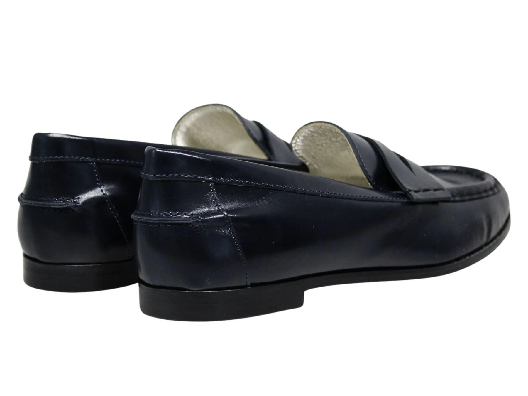 Mocassin Elvire en cuir lisse bleu nuit