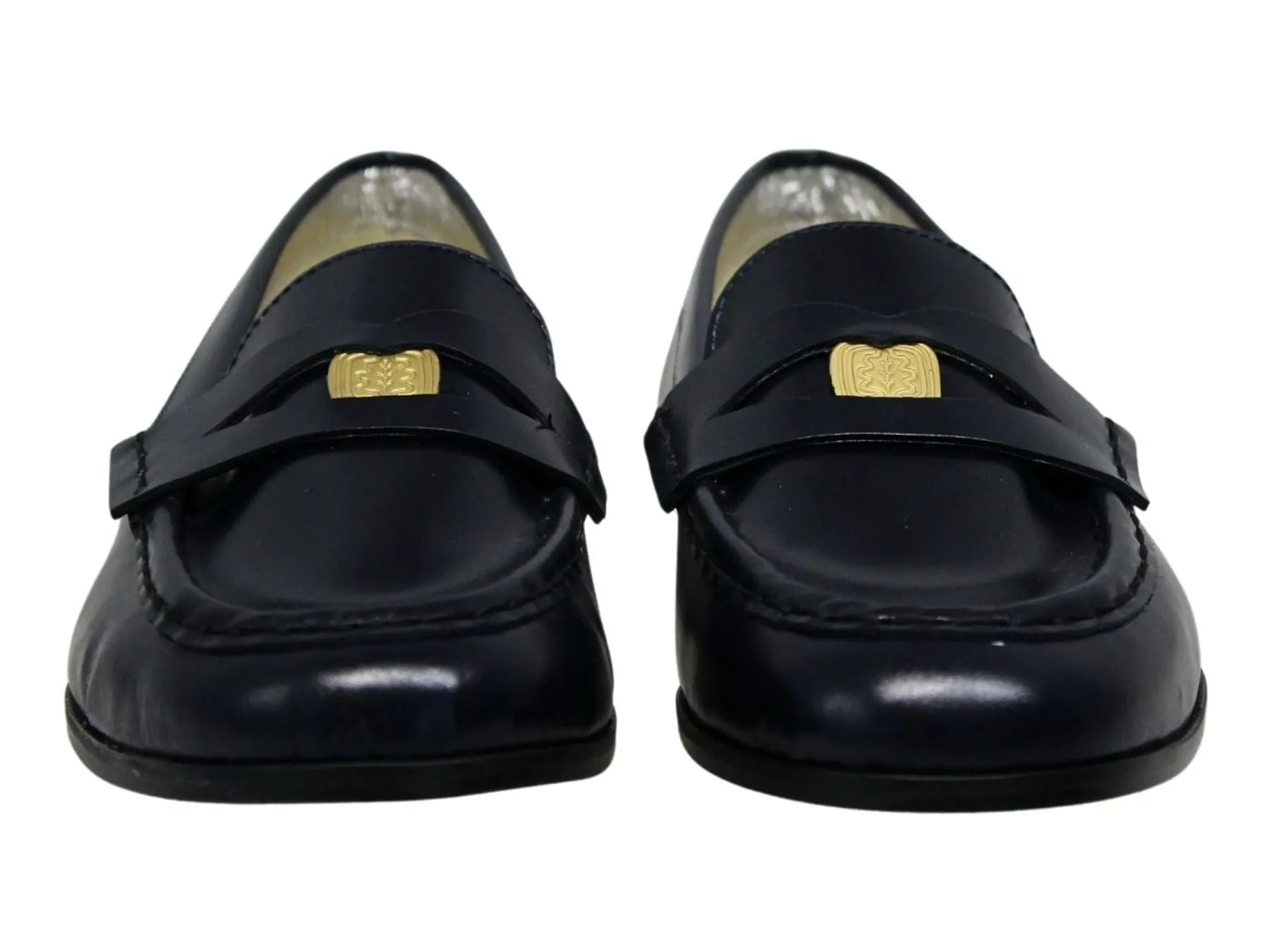 Mocassin Elvire en cuir lisse bleu nuit