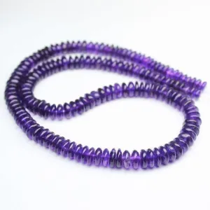 Natural Amethyst Purple Smooth Rondelle Loose Gemstone Beads Strand 5.5-7mm 16"