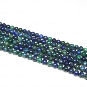 Natural Green Azurite Smooth Ball Round Loose Gemstone Beads Strand 15" 6mm