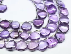 Natural Purple Amethyst Smooth Heart Loose Gemstone Beads Strand 8" 11mm 14mm