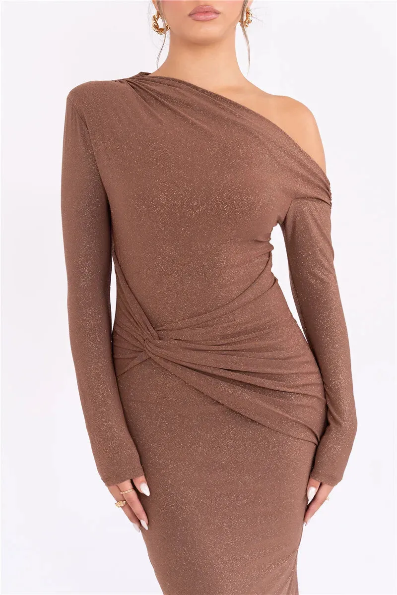 Obsidian Phoenix Sparkle Long Sleeve Maxi Dress
