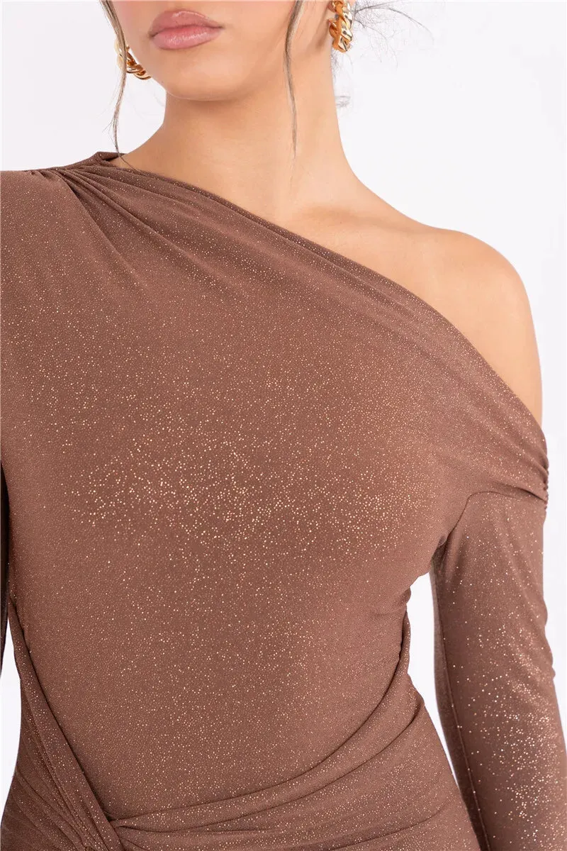Obsidian Phoenix Sparkle Long Sleeve Maxi Dress