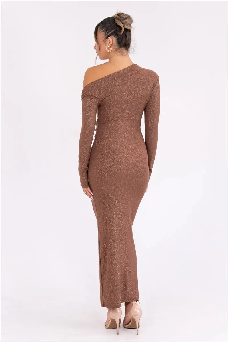 Obsidian Phoenix Sparkle Long Sleeve Maxi Dress
