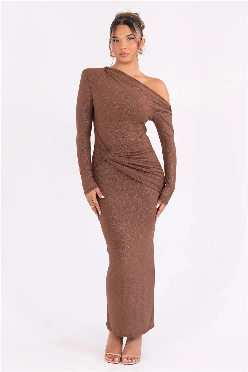 Obsidian Phoenix Sparkle Long Sleeve Maxi Dress