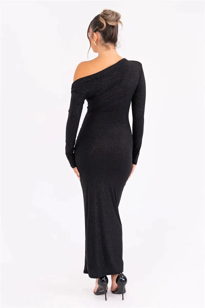 Obsidian Phoenix Sparkle Long Sleeve Maxi Dress