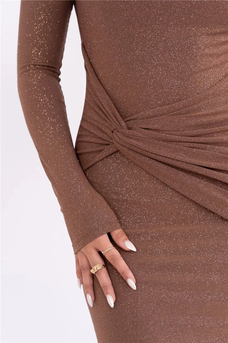 Obsidian Phoenix Sparkle Long Sleeve Maxi Dress