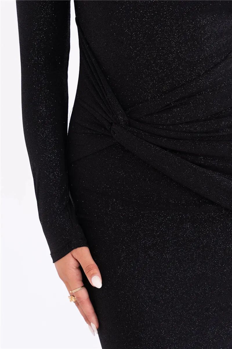 Obsidian Phoenix Sparkle Long Sleeve Maxi Dress
