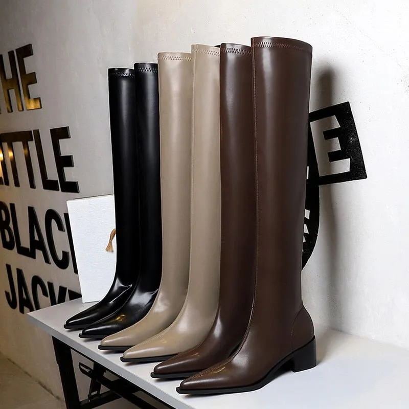 Over Knee High Boots Vegan Leather Boots