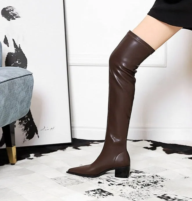 Over Knee High Boots Vegan Leather Boots