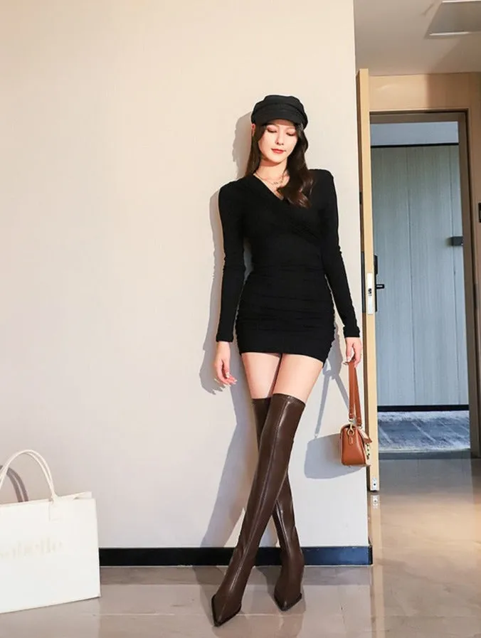 Over Knee High Boots Vegan Leather Boots
