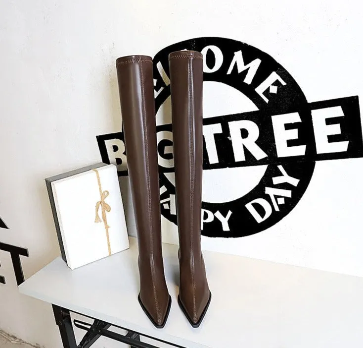 Over Knee High Boots Vegan Leather Boots