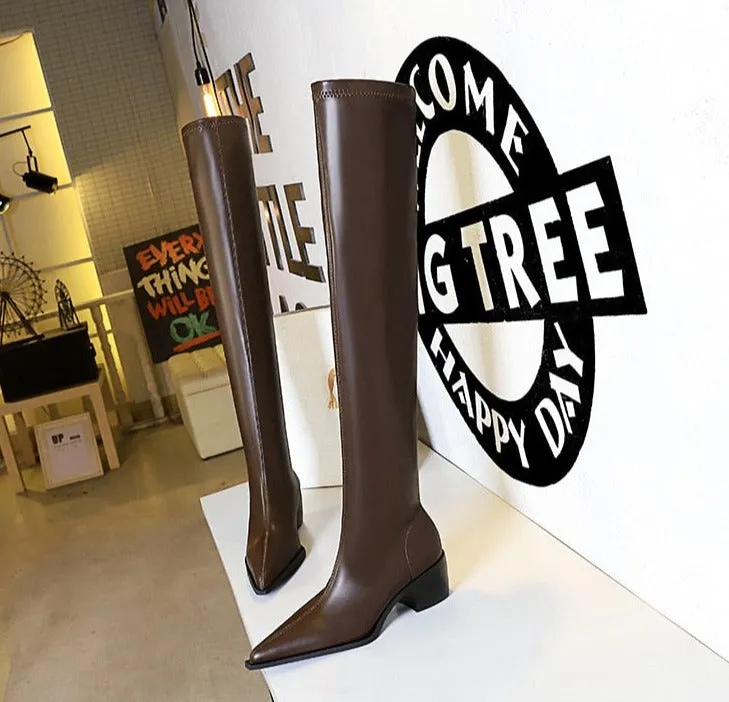 Over Knee High Boots Vegan Leather Boots
