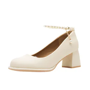 Pearl Soft Leather Mary Jane Heels