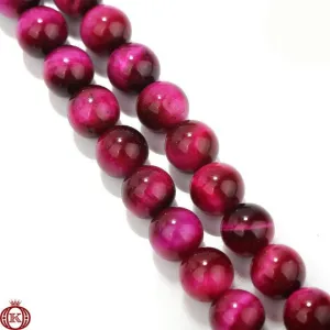 Pink Tiger Eye Beads Smooth Round