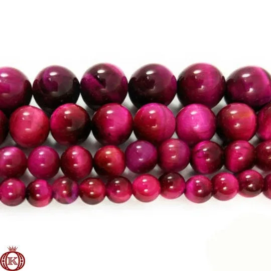 Pink Tiger Eye Beads Smooth Round