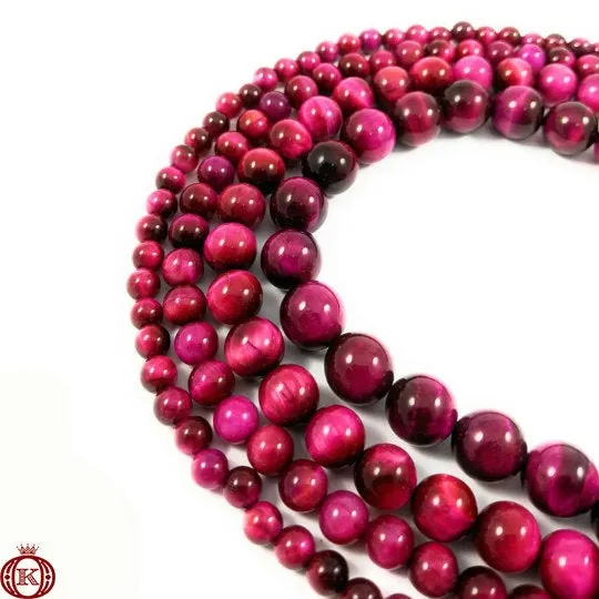 Pink Tiger Eye Beads Smooth Round