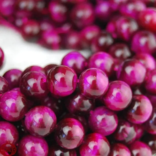 Pink Tiger Eye Beads Smooth Round