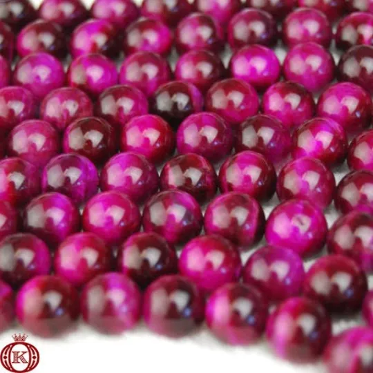 Pink Tiger Eye Beads Smooth Round
