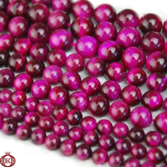 Pink Tiger Eye Beads Smooth Round