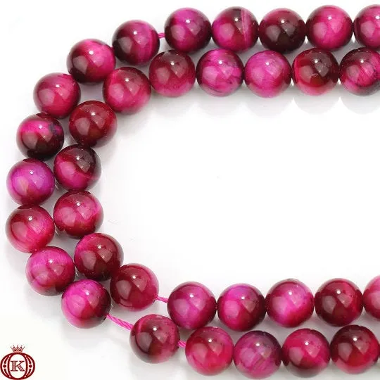 Pink Tiger Eye Beads Smooth Round
