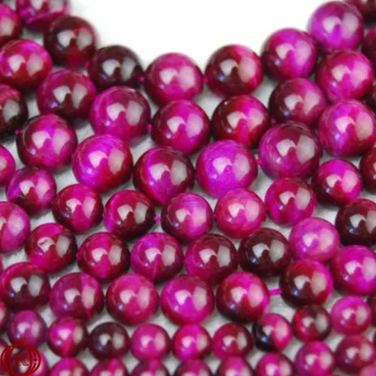 Pink Tiger Eye Beads Smooth Round
