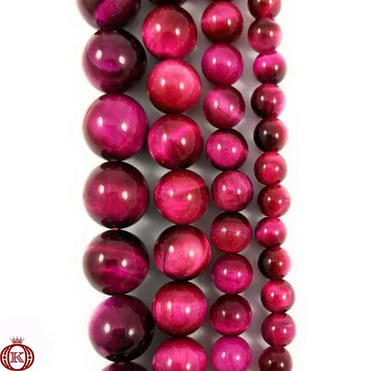 Pink Tiger Eye Beads Smooth Round